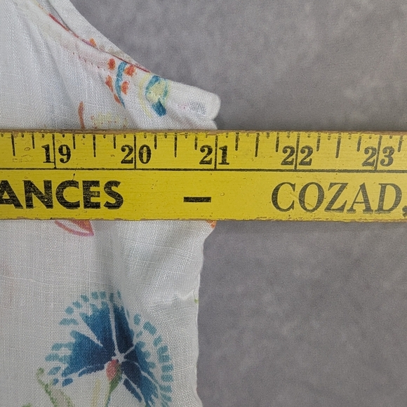 J. Jill Medium 100% Linen Sleeveless Tiered Button Down Shirt Floral - Picture 10 of 10